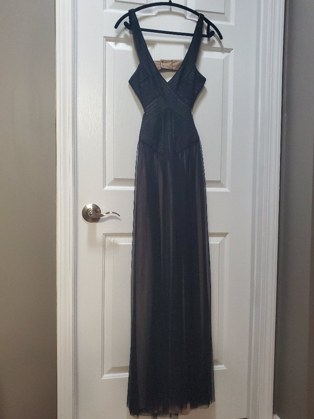 BCBGMaxAzria Black Tulle Cut Out Gown | 4